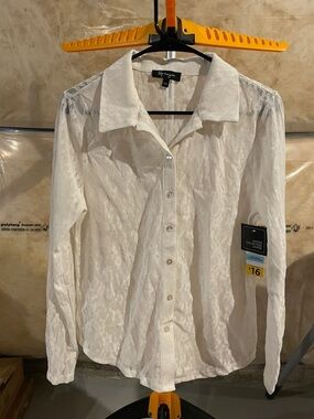 White Lace Button-Up Blouse